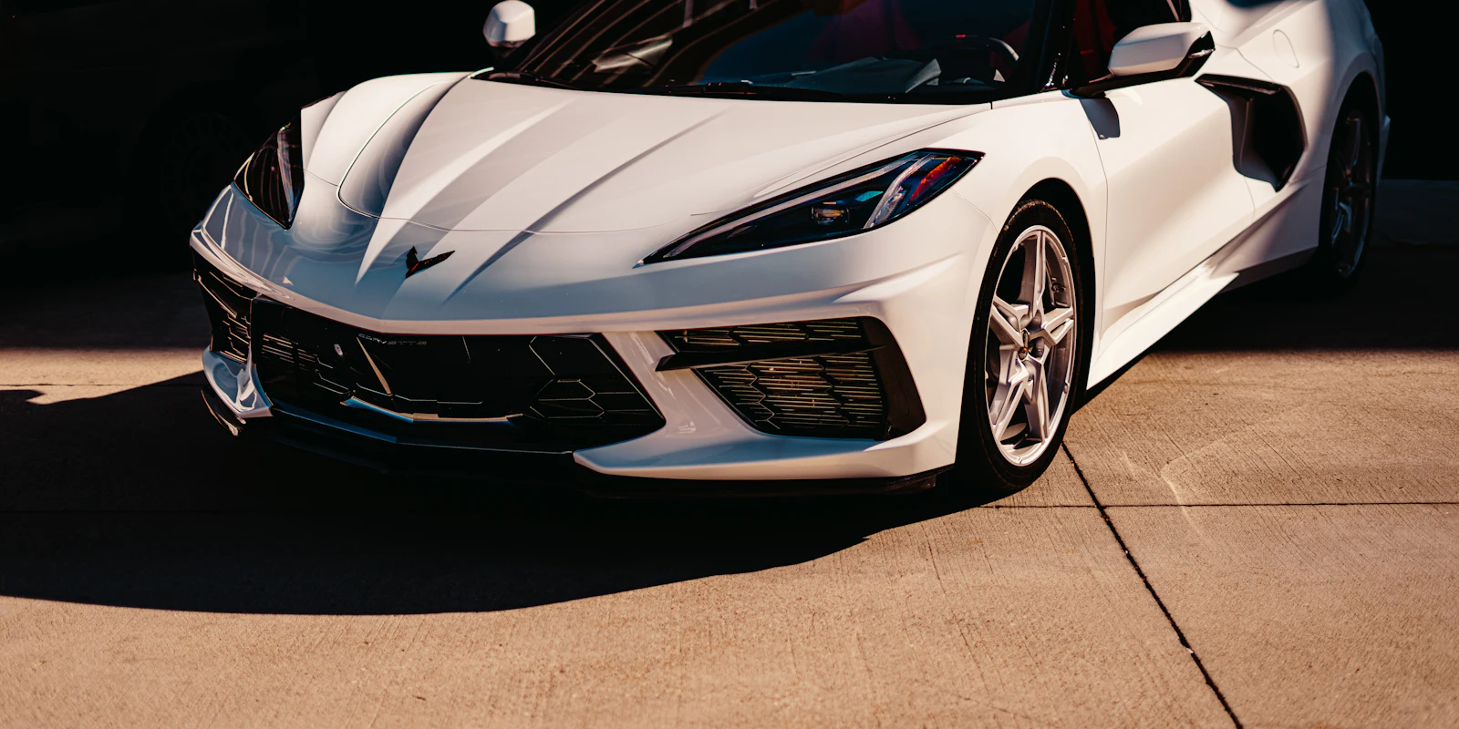White C8 Corvette convertible