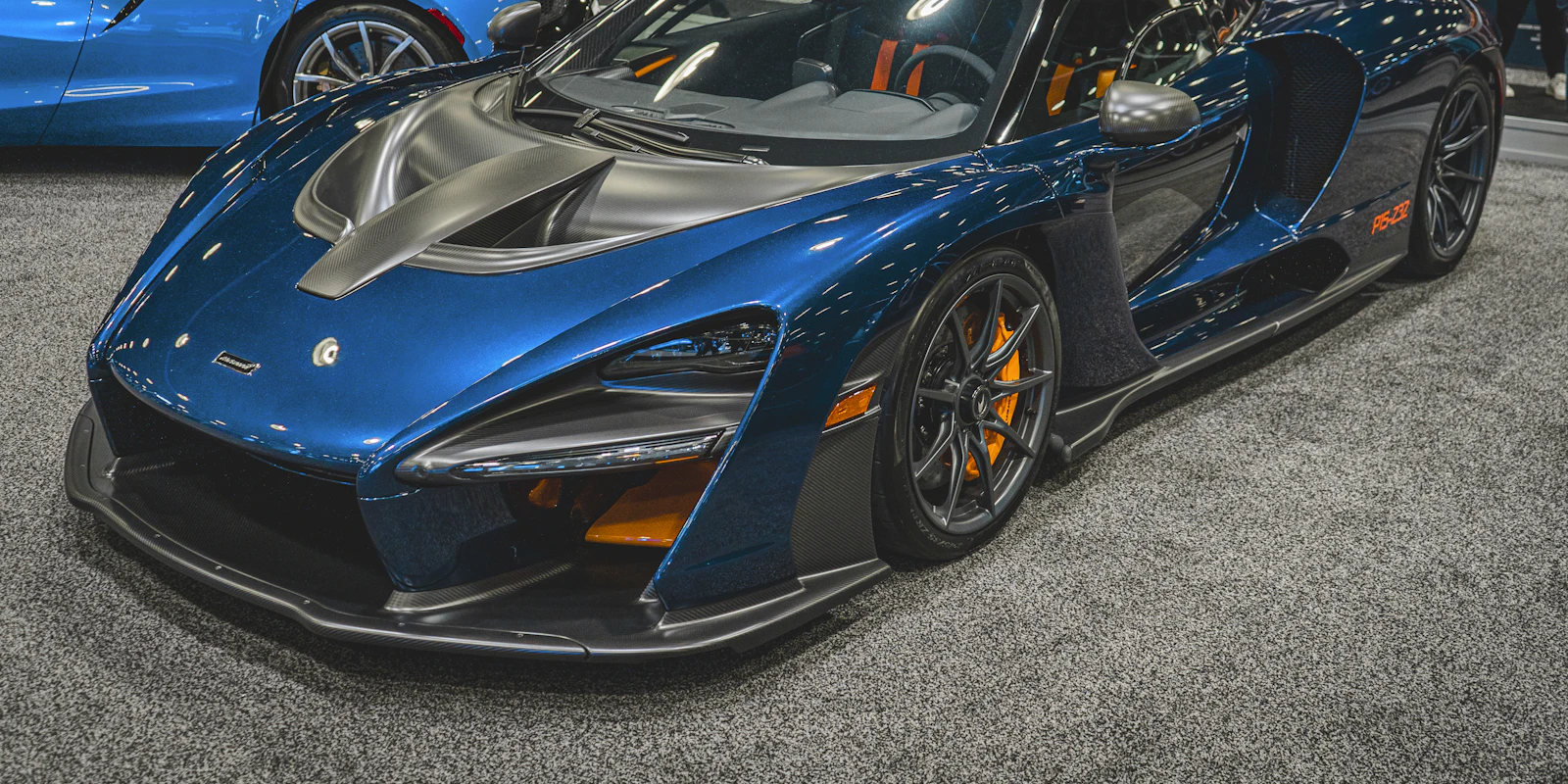 Blue McLaren Senna on display